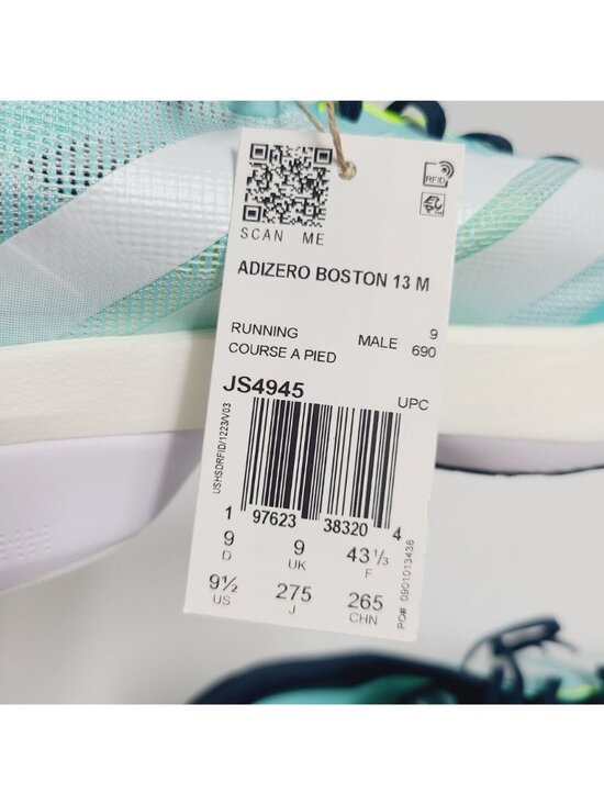 NEW Adidas Adizero Boston 13 Running Shoes JS4945 Size 9.5 Flash Aqua #1 main image 6